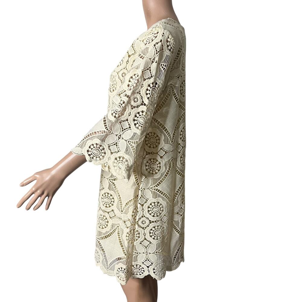 Pretty Angel Cream Lace Crochet Dress Womens Size Med Pullover Knit - Picture 7 of 8
